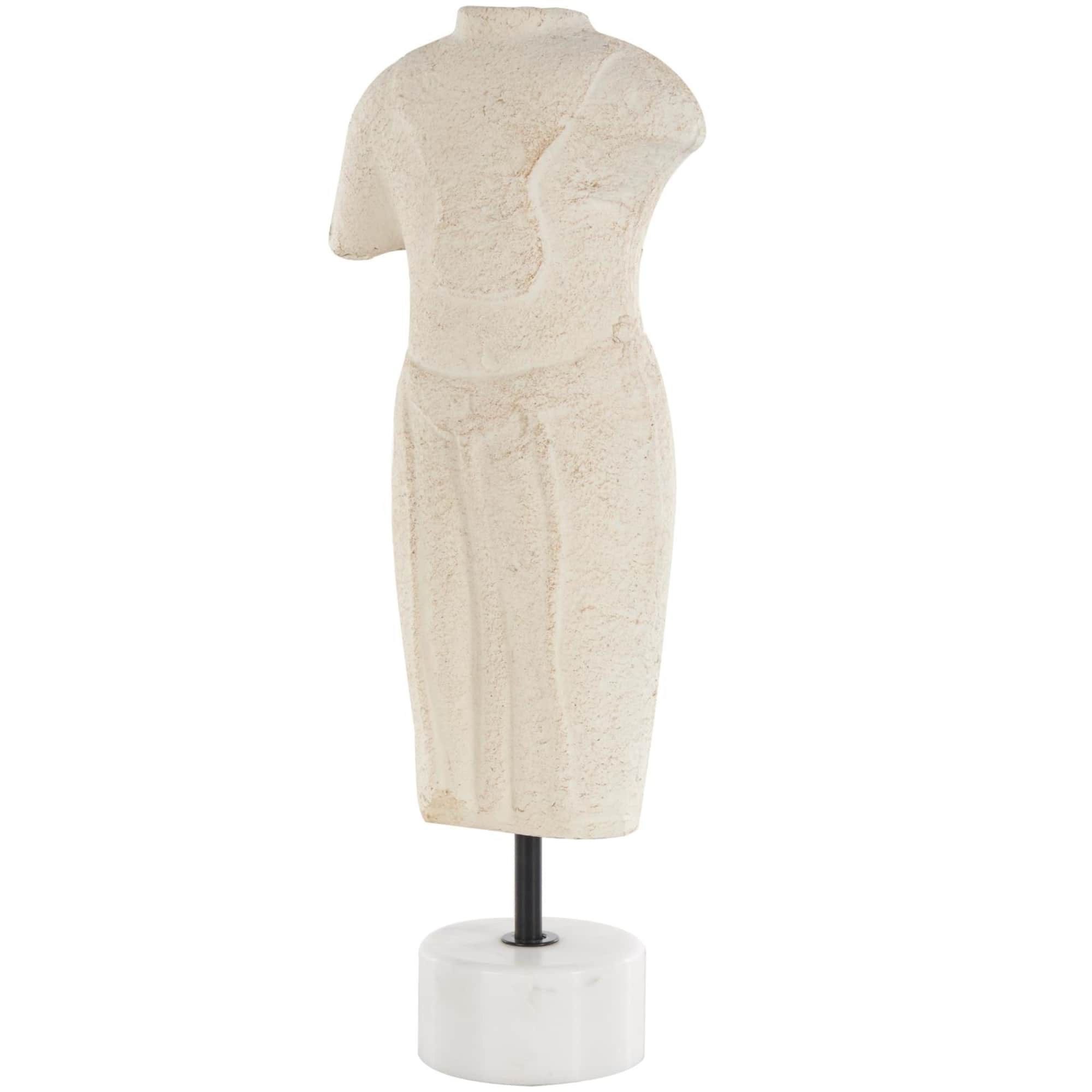 14" Cream Paper Mache Figurine Sculpture with Mable Base